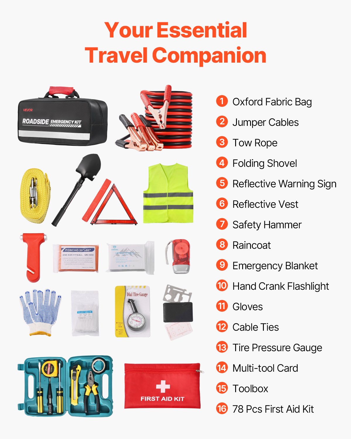 31 Pcs Car Emergency Kit With Medical Emergency First Aid Kit For Vehicles